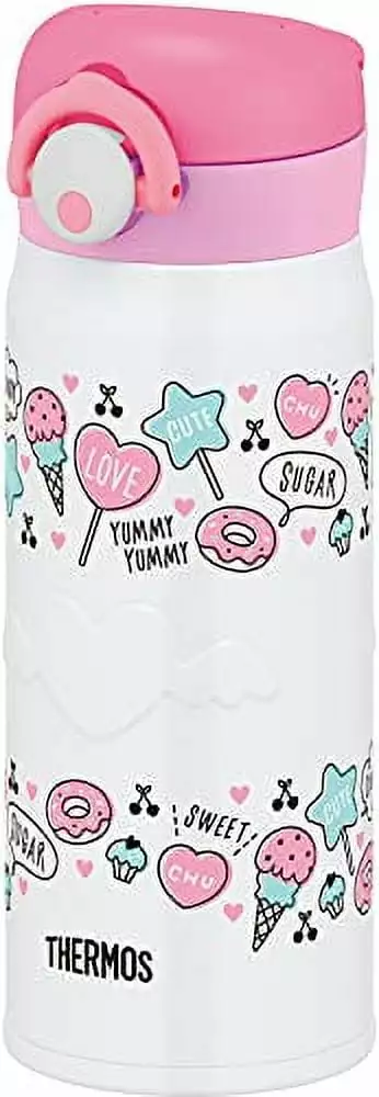 Thermos Vacuum Insulated Water Bottle 400ml Mobile Mug Keeps Cold White Pink JNR-401 WH-P