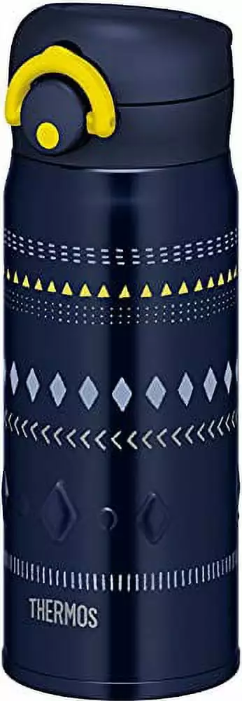 Thermos Vacuum Insulated Water Bottle 400ml Mobile Mug Keeps Cold Navy Yellow JNR-401 NV-Y
