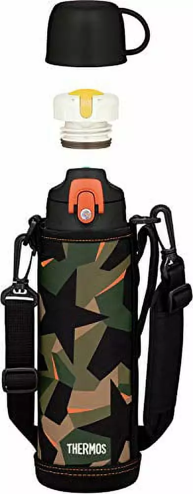 Thermos Vacuum Insulated 1.0L Green Camouflage Water Bottle Lid and Cup FJJ-1000WF GR-C