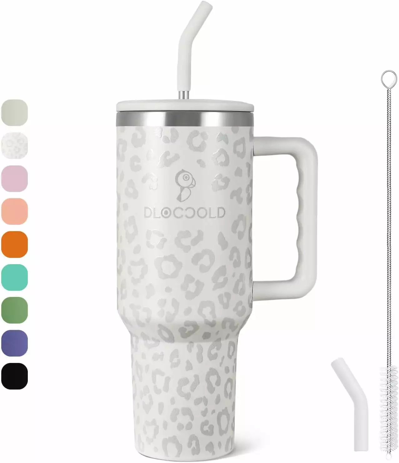 40 oz Insulated Stainless Steel Tumbler Handle Straw and Lid Included