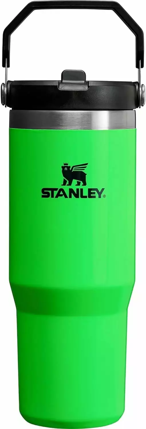 STANLEY Stainless Steel IceFlow Flip Straw Tumbler 30 oz Neon Green Leak Proof Vacuum Insulated Cup