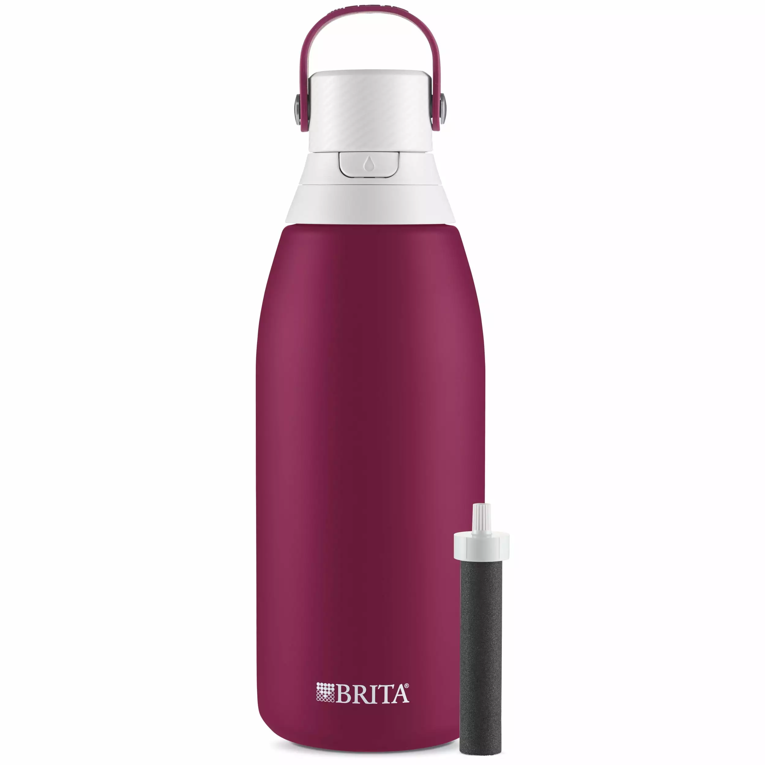 Brita 32 oz Ruby Premium Stainless Steel Leak Proof Filtered Insulated Water Bottle Straw Everyday Use