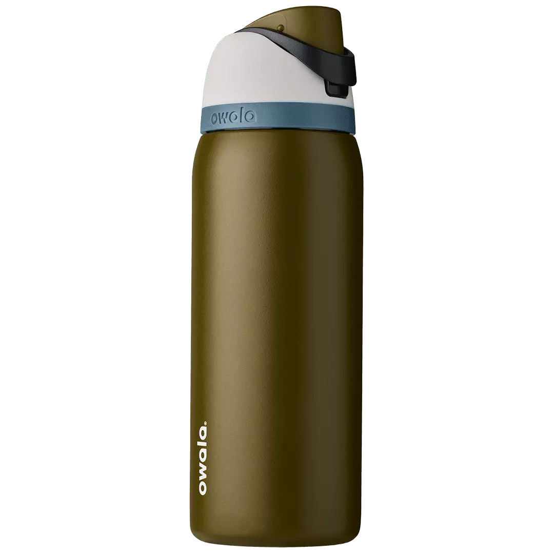 Owala FreeSip Stainless Steel Water Bottle 32 oz Dark Green Leak Proof Vacuum Insulated Straw
