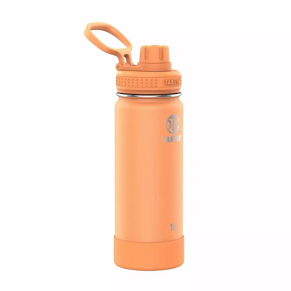 Takeya 18oz Actives Insulated Stainless Steel Water Bottle Spout Lid Tart Orange Sports and Outdoor Activities