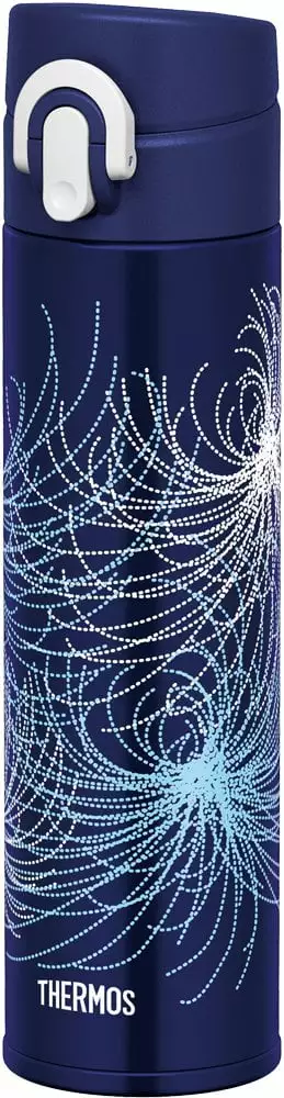 Thermos Vacuum Insulated One-Touch Open Water Bottle 400ml Blue Made Japan