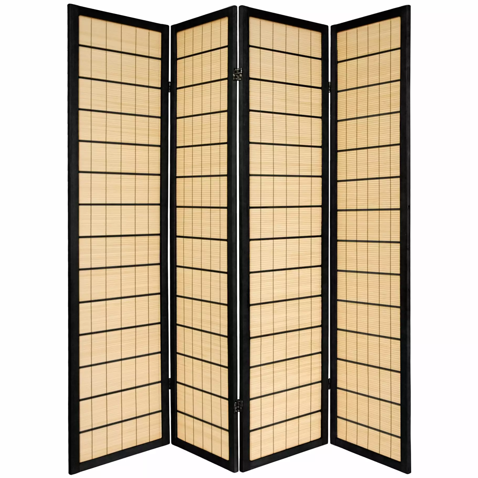 6 ft. Tall Kimura Shoji Screen 4 Panel Black Japanese Style Room Divider Oriental Furniture
