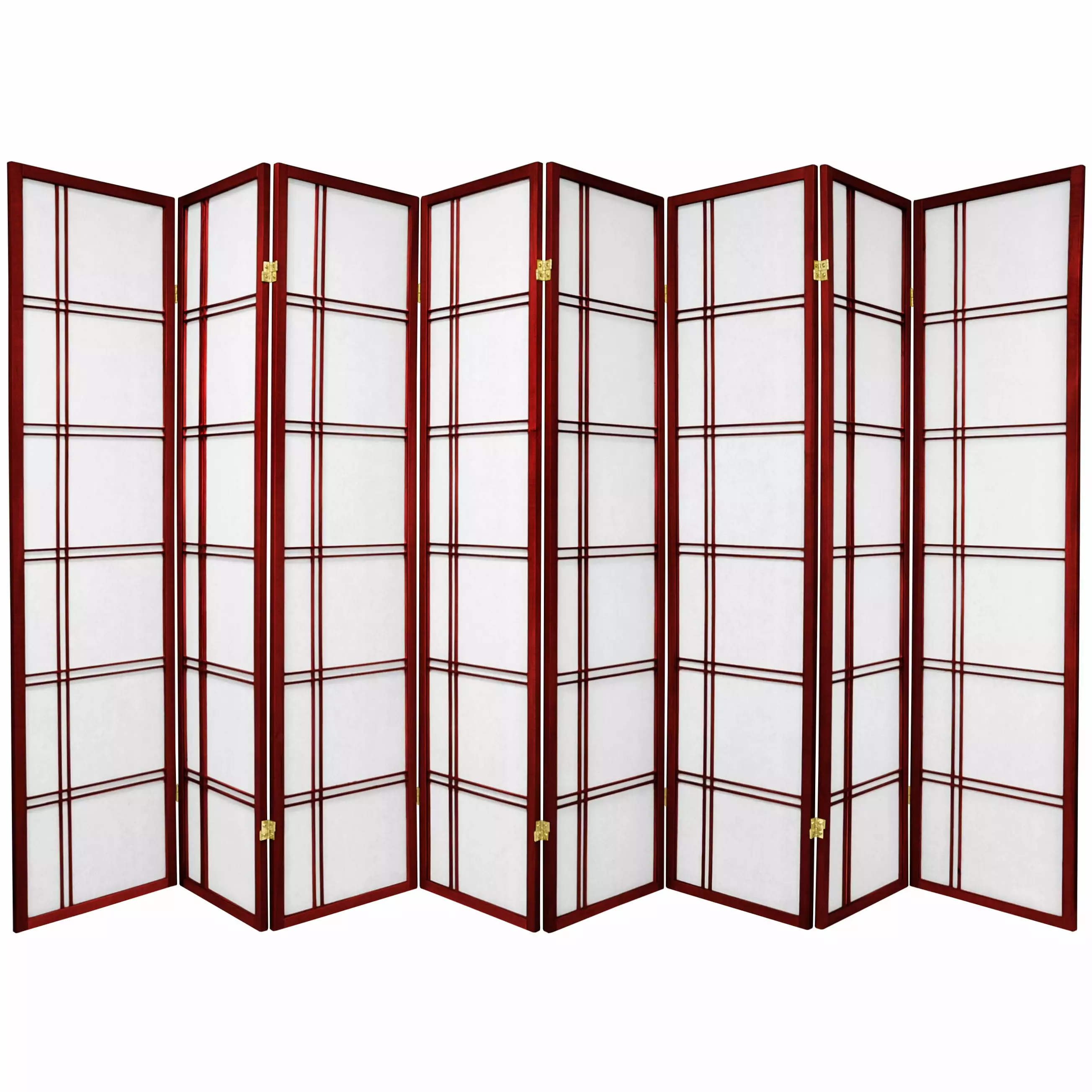 6ft Tall Double Cross Shoji Screen Rosewood 8 Panels Oriental Furniture