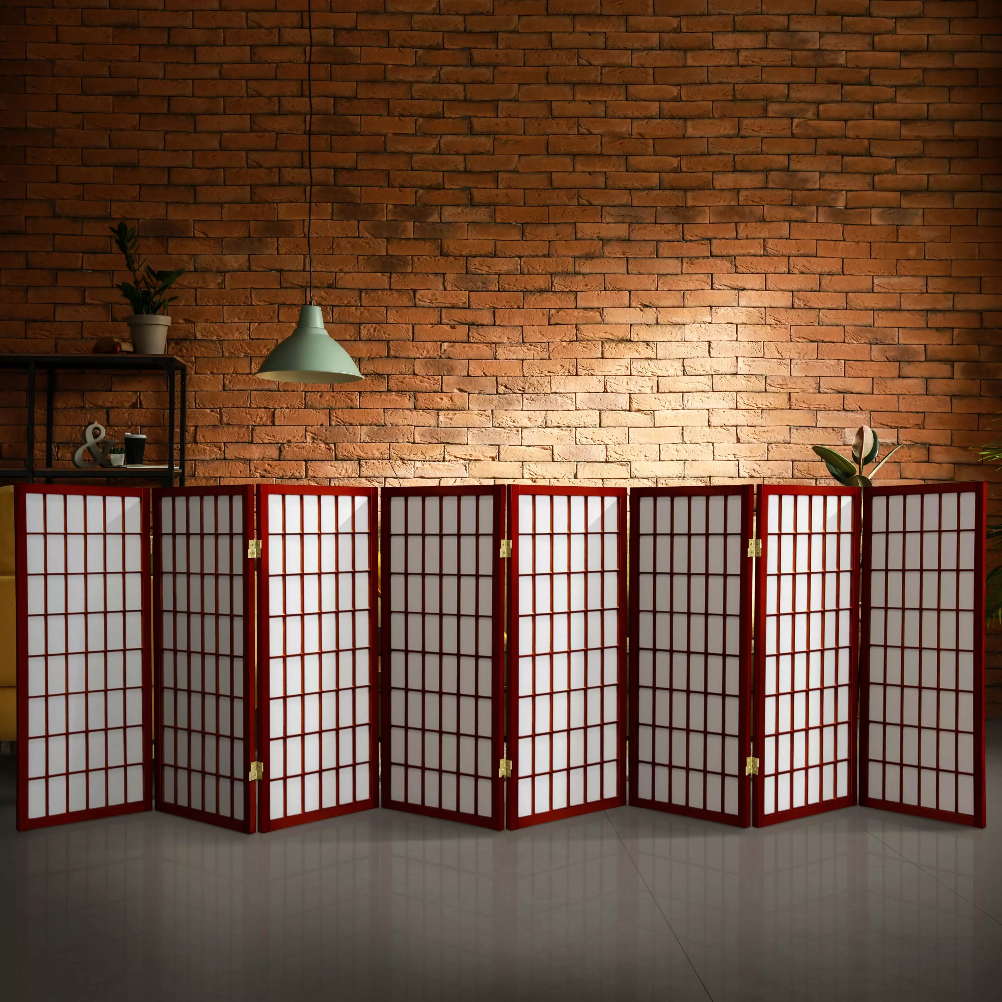 3 ft Tall Timeless Japanese Window Pane Lattice Privacy Screen Rosewood 8 Panels Oriental Furniture