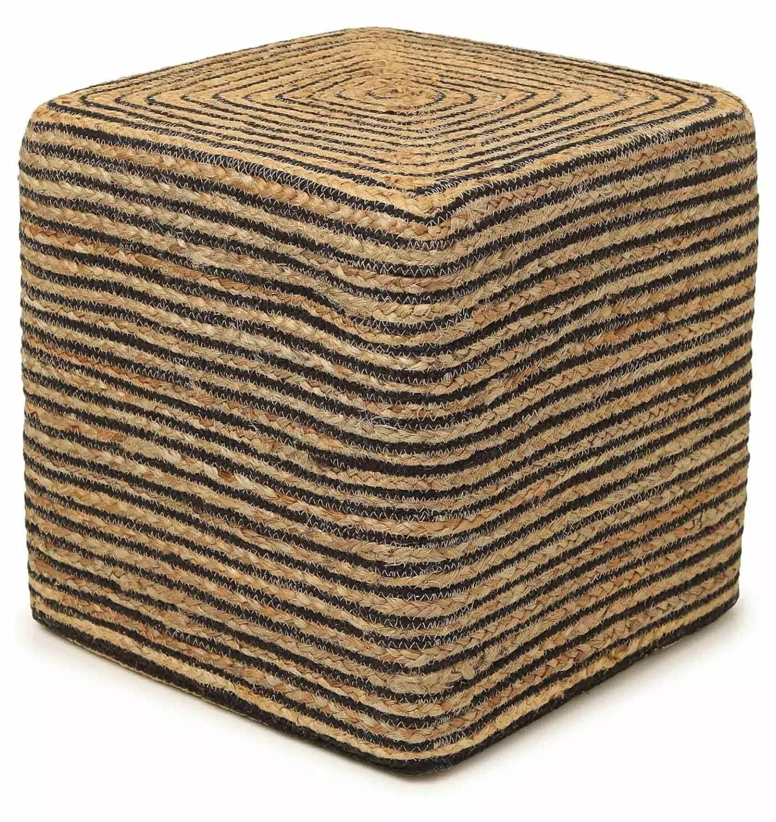 TiaGOC Cube Pouf Foot Stool Ottoman Jute Braided Pouffe Living Room Bedroom Patio