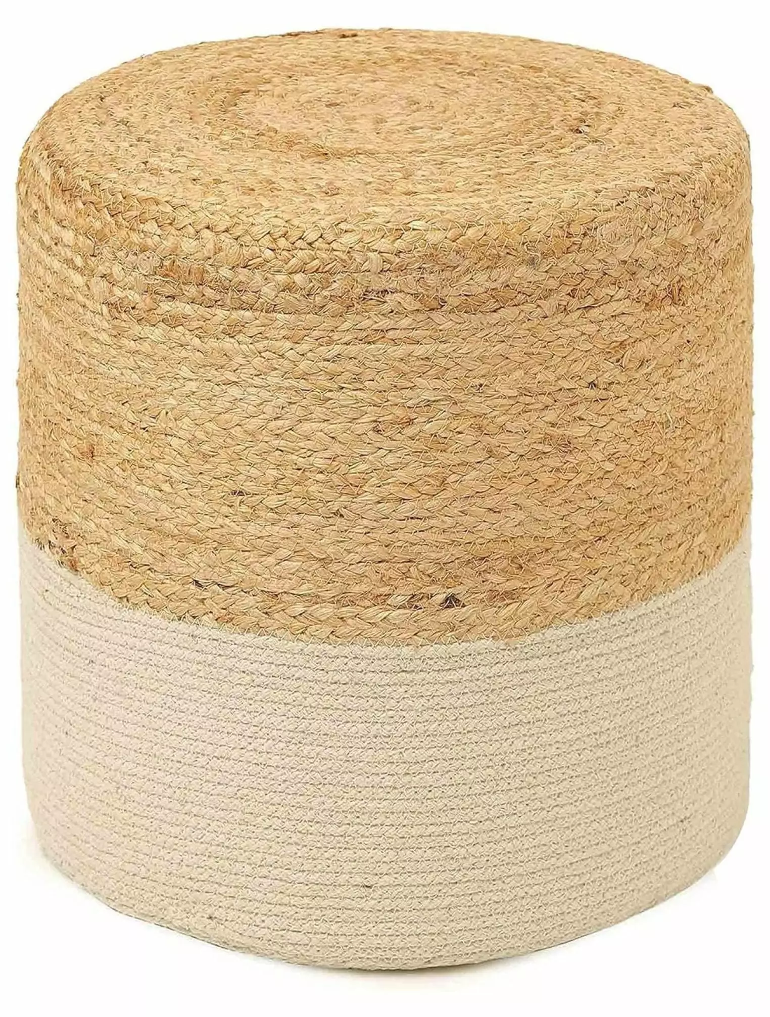 TiaGOC Cylindrical Pouf Foot Stool Ottoman Jute Braided Accent Sitting Footrest Living Room