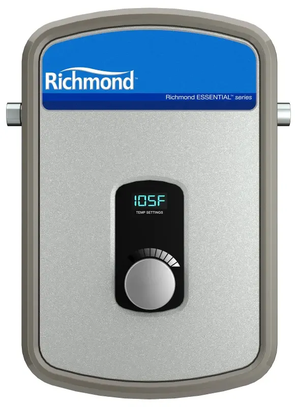 Richmond Essential Series RMTEX-08 Electric Water Heater, 33 , 240 V, 8 kW, 0.998 % Energy Efficiency, 1 to 4 gpm