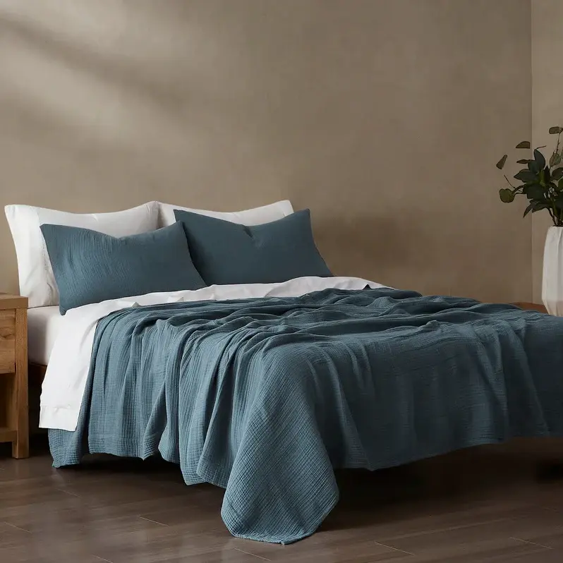 Stripe Cotton Voile 3PC Coverlet Place, Sable