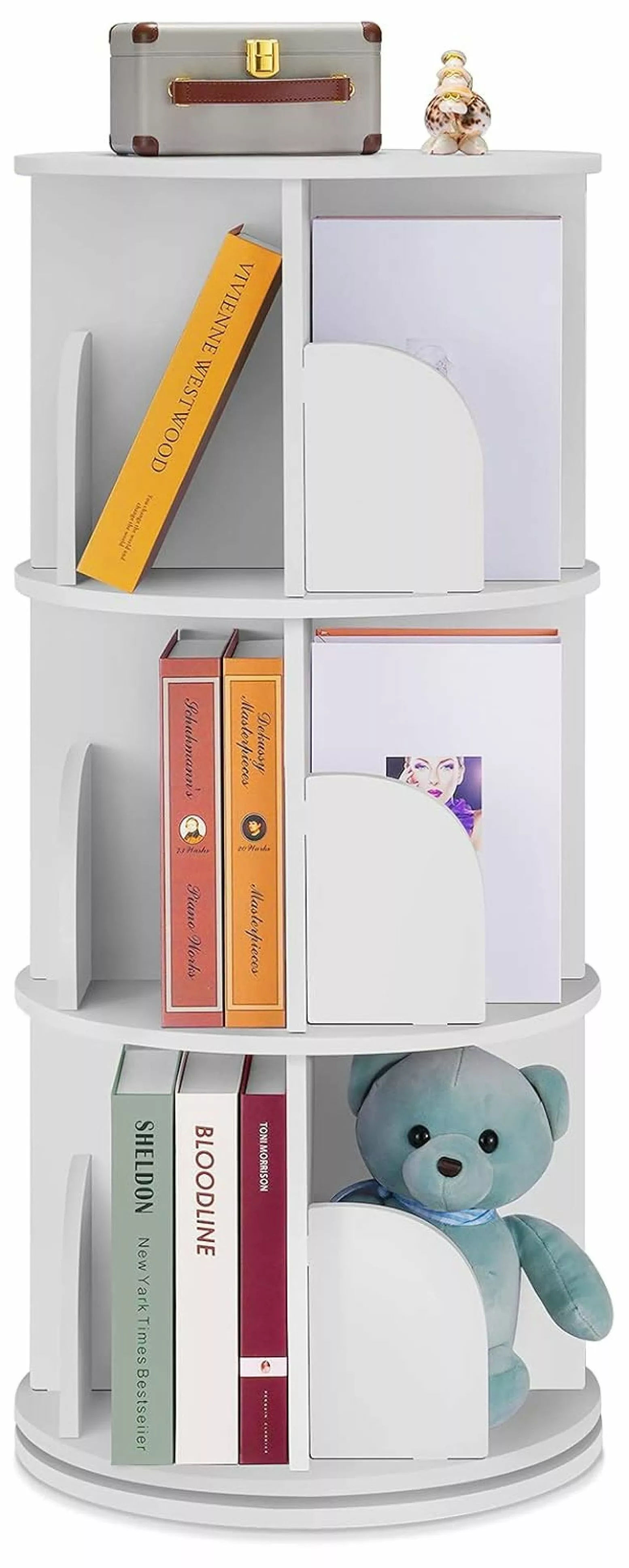 Killeryuki 360 Rotating Bookshelf Floor Standing Bookcase Kids and Adults Multi-Functional Display Organizer