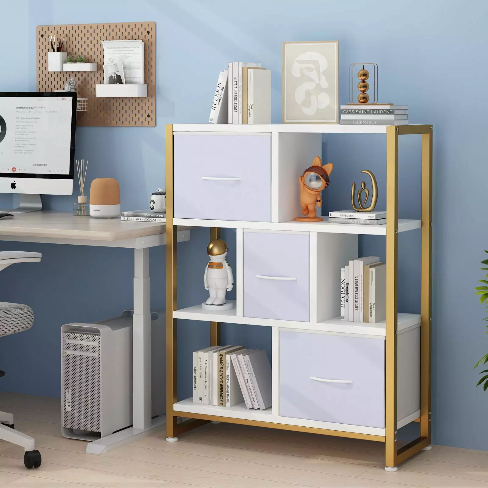 ZGBY 3-Tier Open Shelf Bookcase Bookshelf 3 Drawers Bedroom Living Room Kids Room ZGBY Home Products