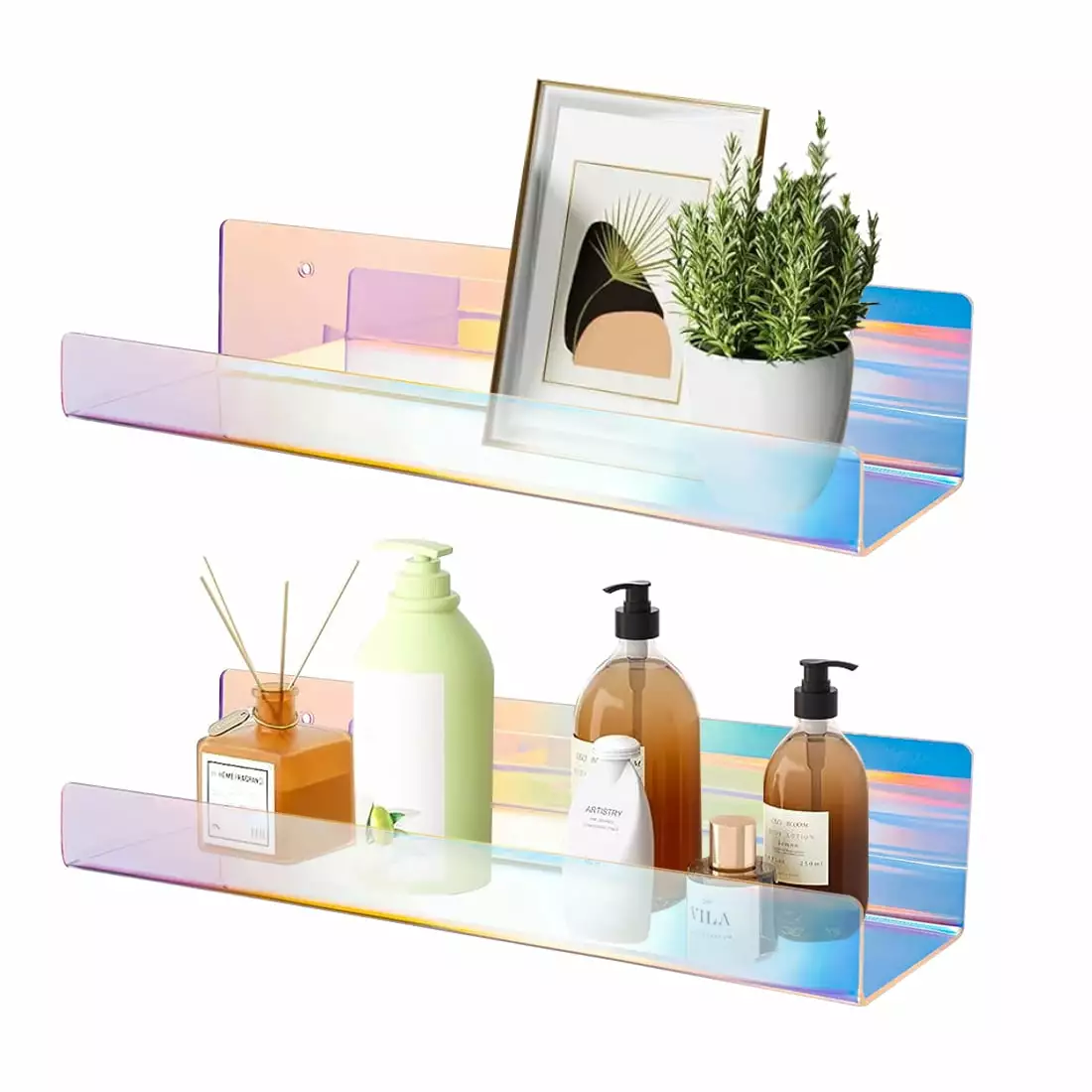 Iridescent Acrylic Bookshelf Wall Mounted Kids Display Shelves Nursery Toddler Classroom 2 Packs Isyunen