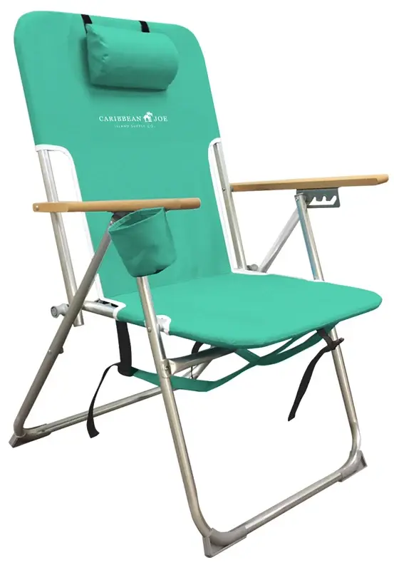 Caribbean Joe CJ-7779 Beach Chair, 25 W, 23 D, 35-1/2 H, Aluminum/Steel Frame, Synthetic-fabric Seat