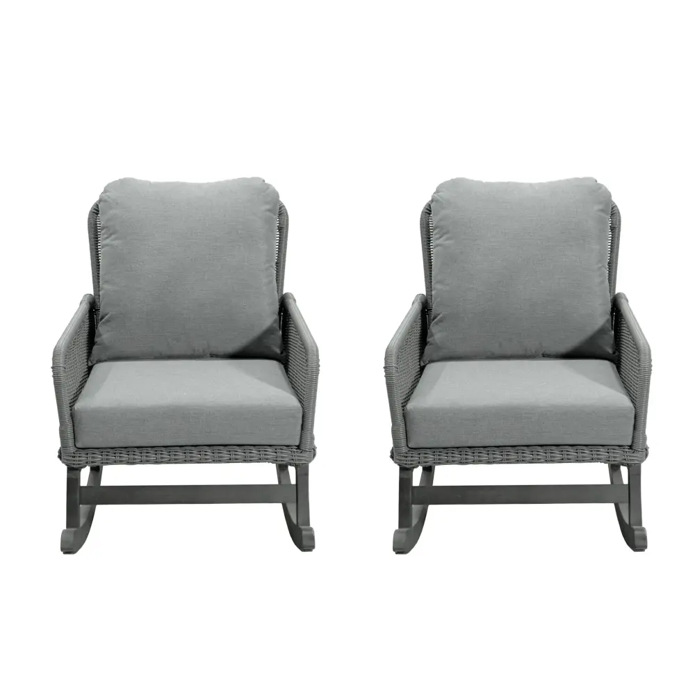 Contemporary Minimalist Wicker Rocking Chair Soft Cushions And Tough Wooden Frame