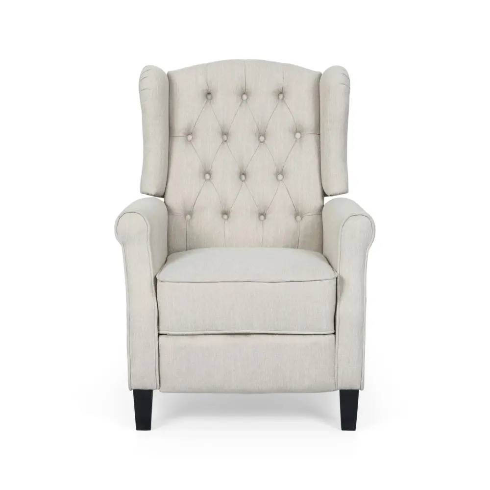 Contemporary Tufted Fabric Push Back Recliner - Taupe