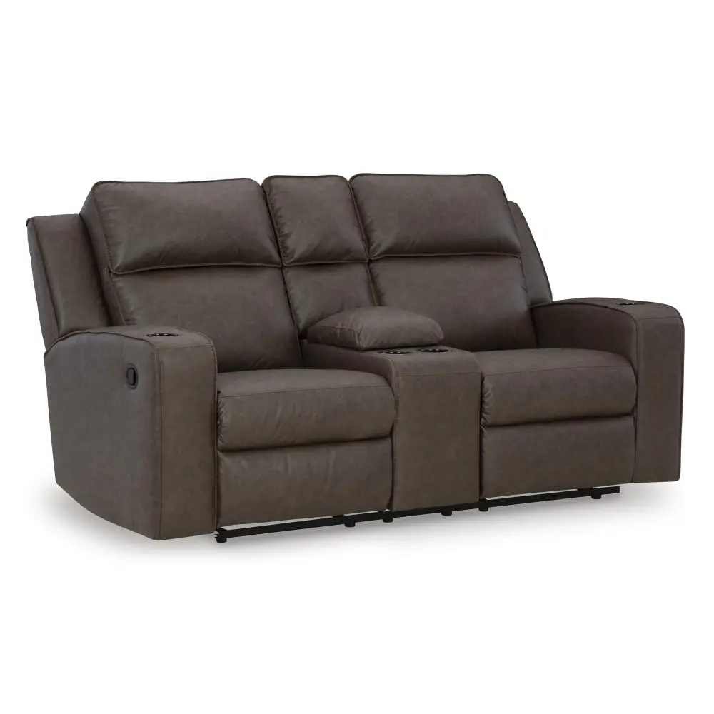 Diamond Minimalist Furniture Exclusive Design Lavenhorne Reclining Leather Look Loveseat Console 6330694