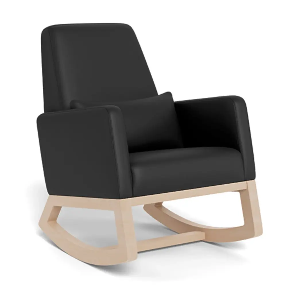 Joya Rocking Chair - Black Leather / Real Wood