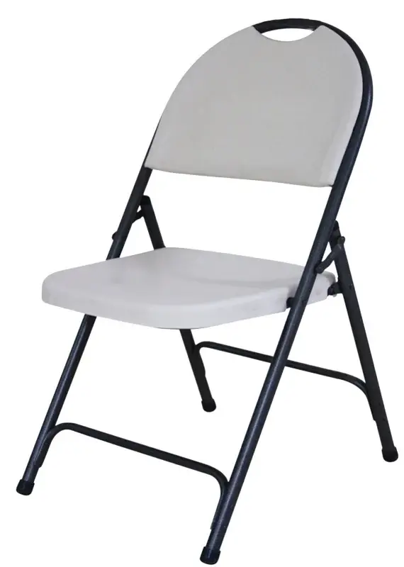 Simple Spaces CHR-001P Folding Chair, 17-3/4 OAW, 21-3/4 OAD, Reinforced Frame, White/Hammertoe Gray Frame