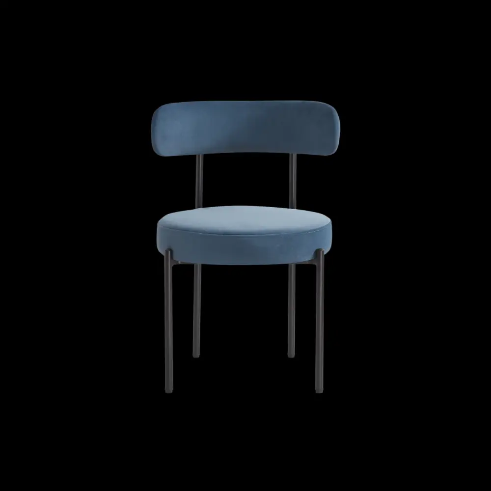 Flora Set 2 Dining Chairs (Crib 5) - Blue Velour