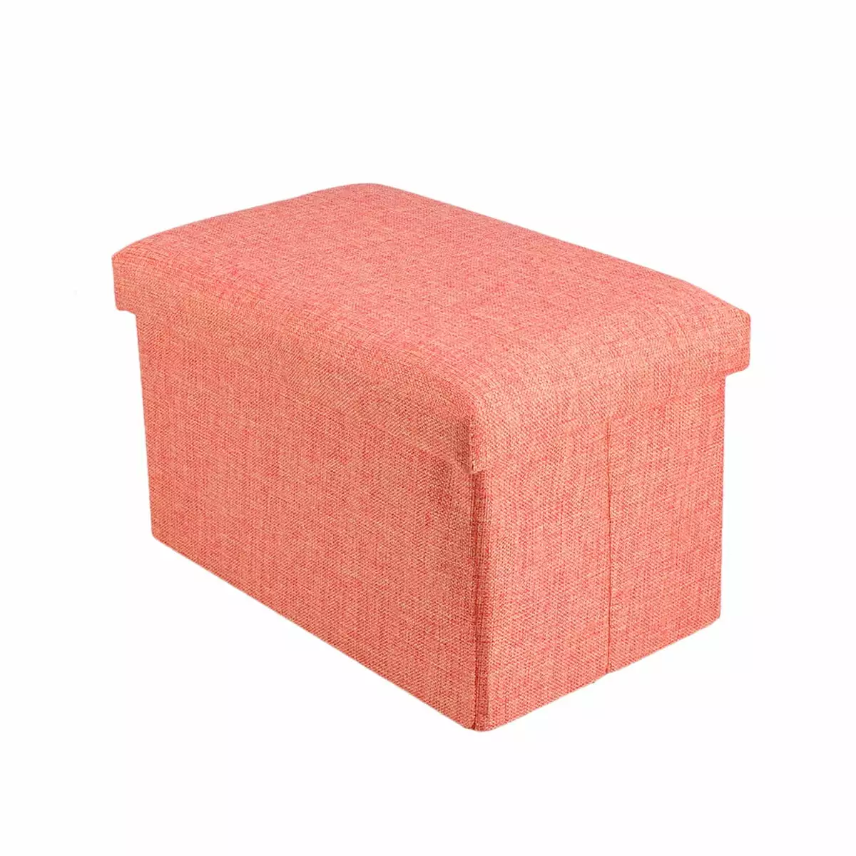 Linen Foldable Storage Ottoman Toy Chest Bedroom and Living Room Orange Ottomans nicexmas