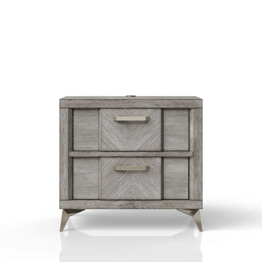 2 Drawer Night Bookmatched Veneers - Charcoal