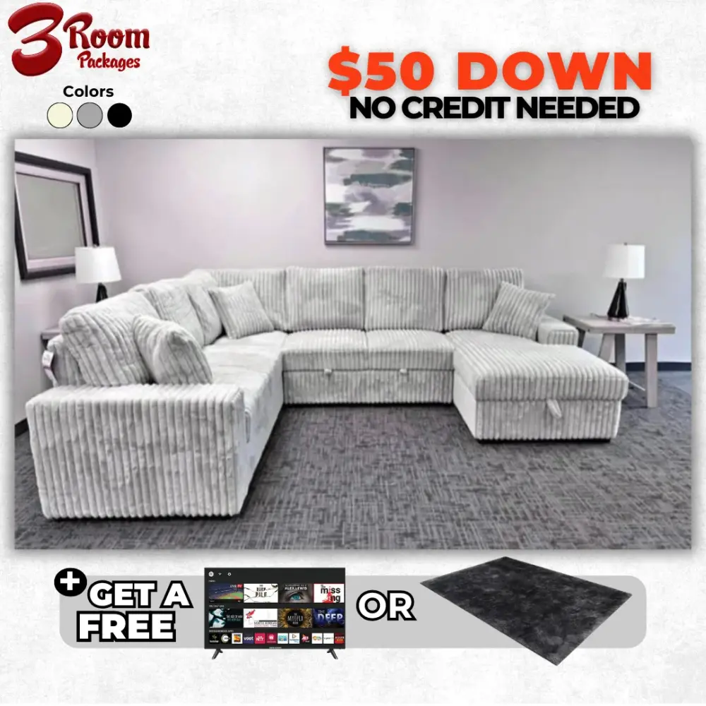 Austin Couduroy Sectional – No-cost Rug or Smart TV