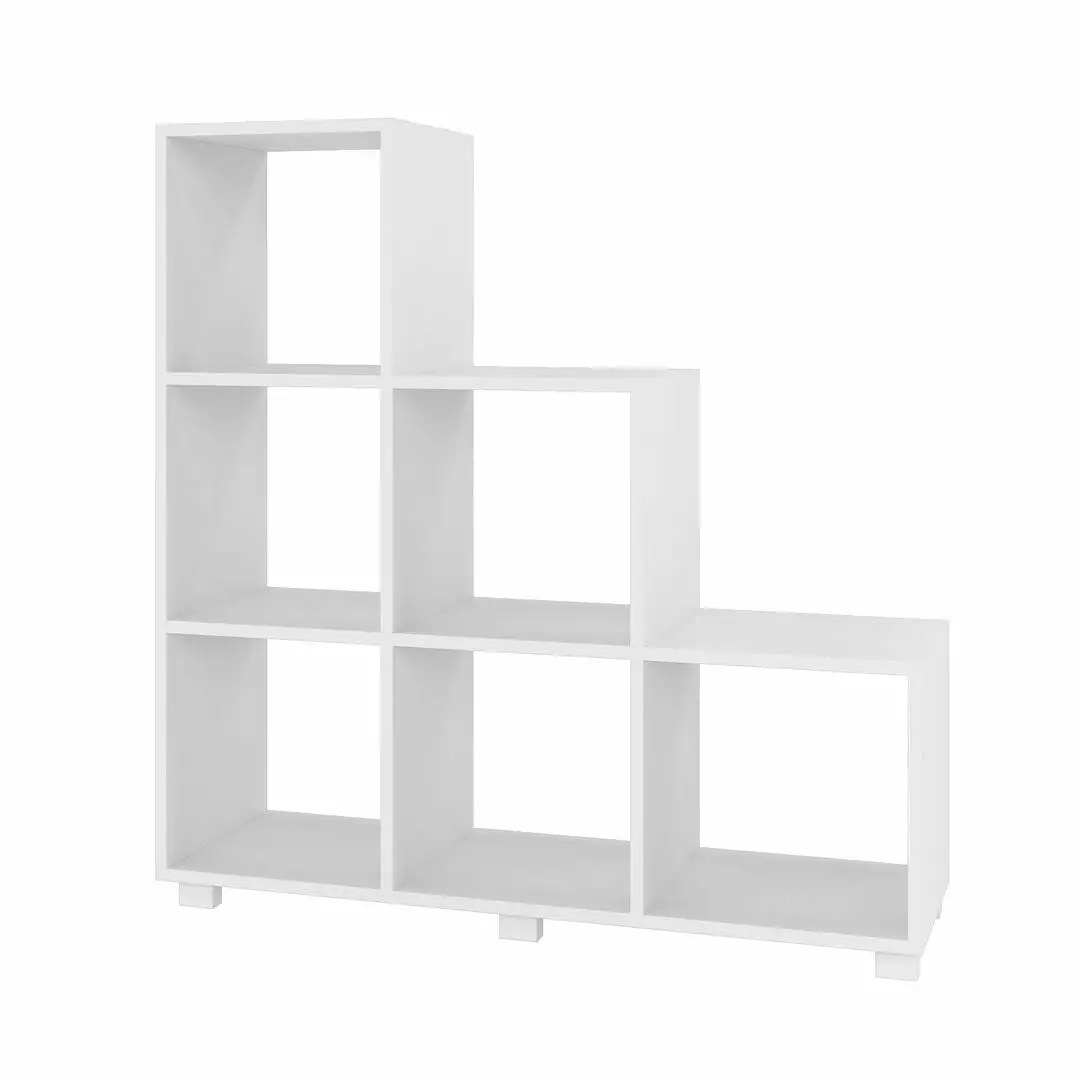 Cascavel Stair Cubbies 6 Shelves White Manhattan Comfort