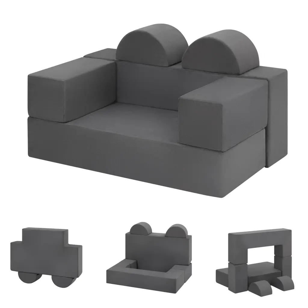 Gray 6-Pieces Kids Sofa Couch Multifunctional Modular Toddler Couch Playroom Gift Kids NAVINE OUTDOOR