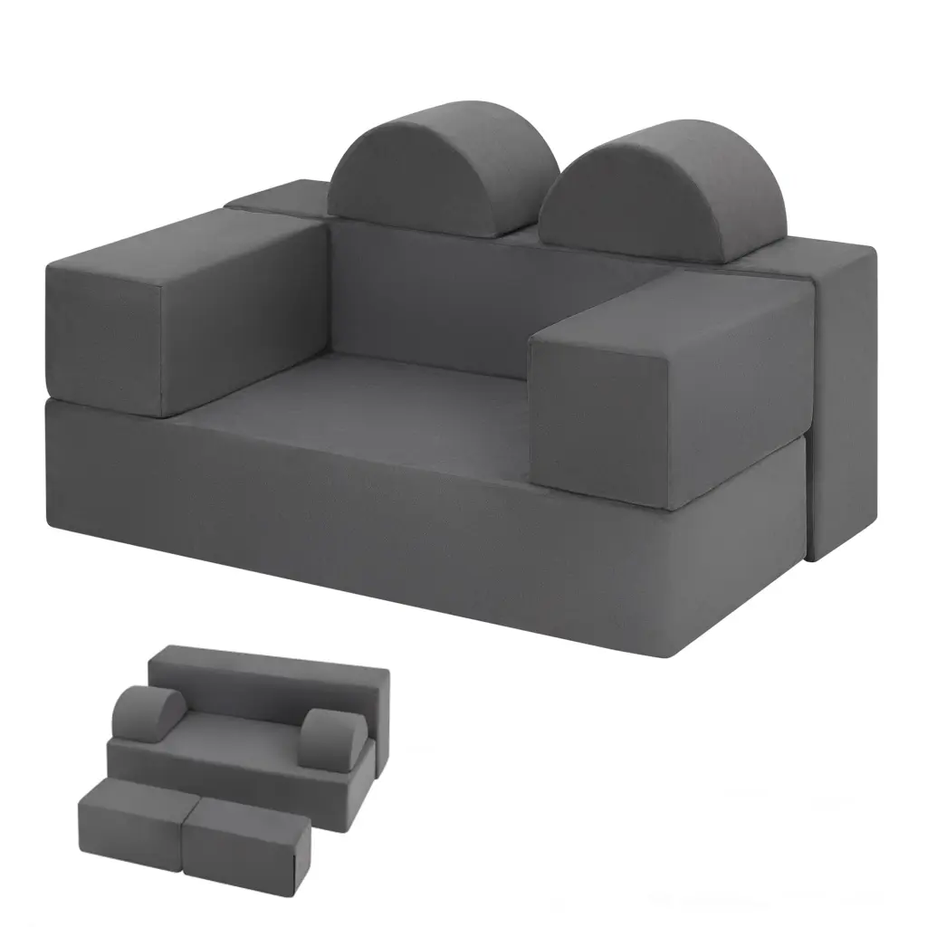 Gray Kids Sofa Couch Modular Toddler Couch Bedroom and Playroom Furniture Gift Kids YIYADO