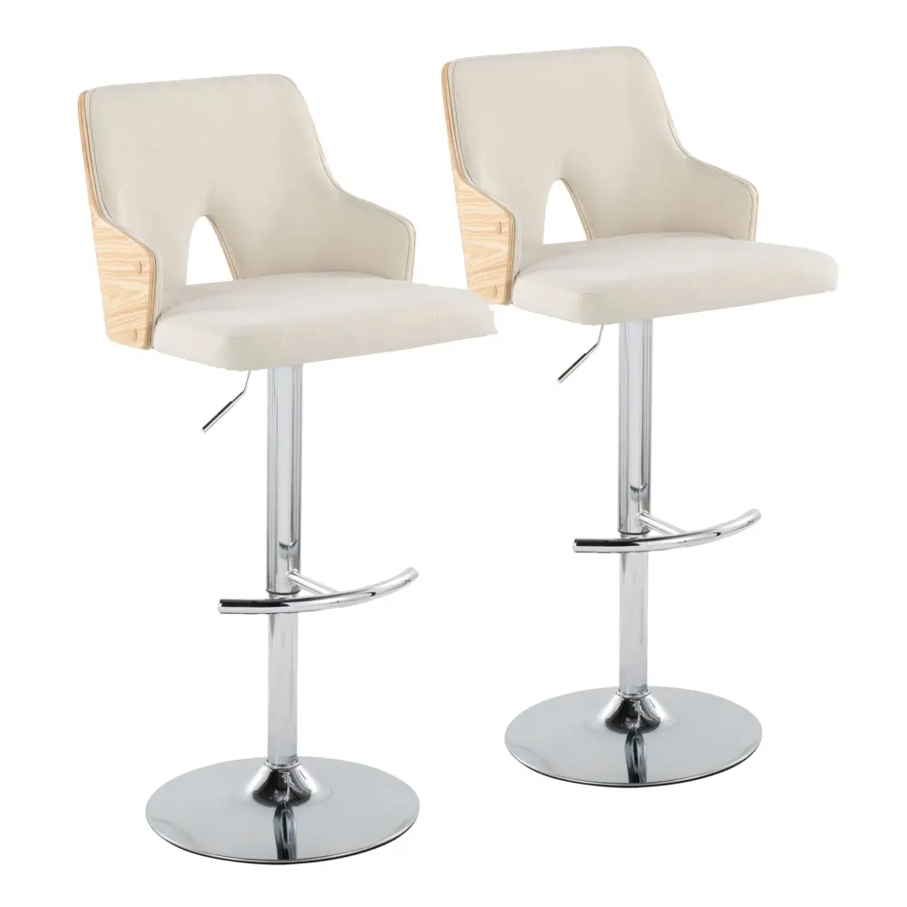 Stella - Contemporary Adjustable Barstool Stool Swivel & Rounded T Footrest place 2)