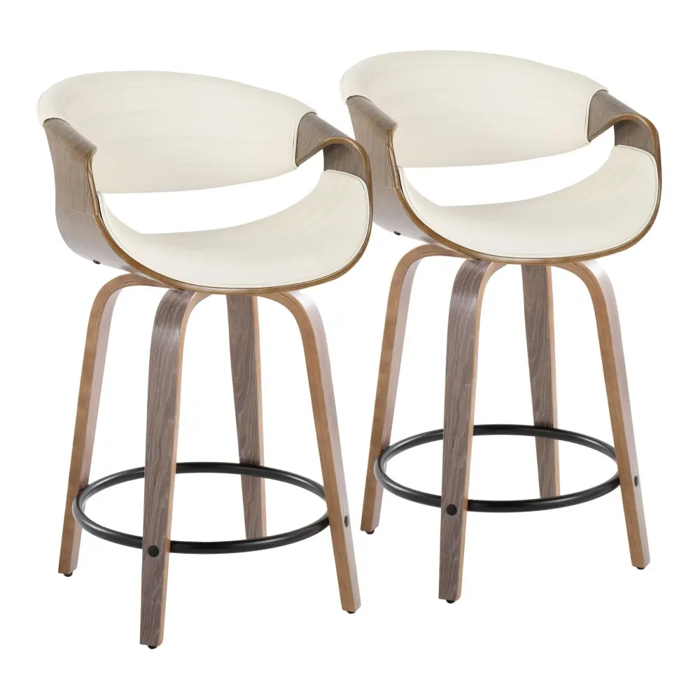 Symphony - Mid Century Modern Fixed Height Counter Stool Turn And Round Footrest (Set 2)