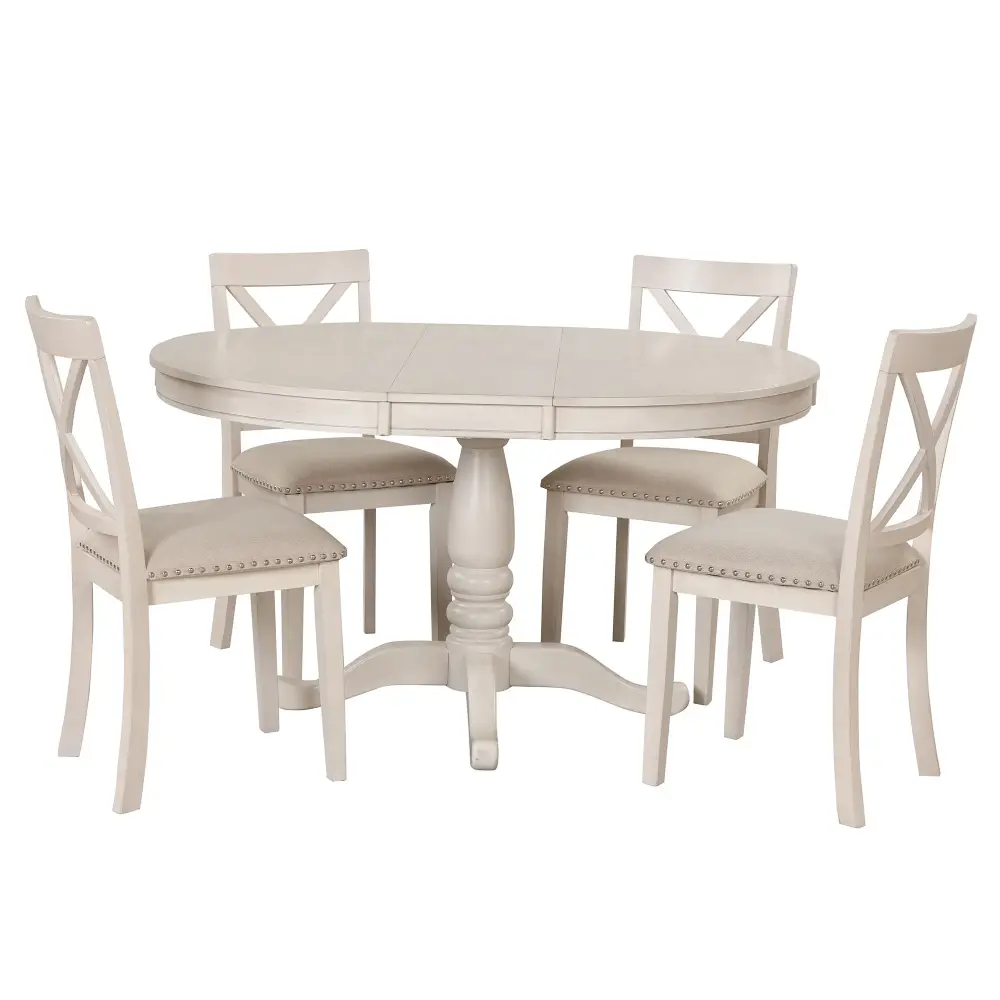 Modern Dining Table Adjust 4, Round Table And 4 Kitchen Room Chairs, 5 Piece Kitchen Table Set Dining Room, Dinette, Break...