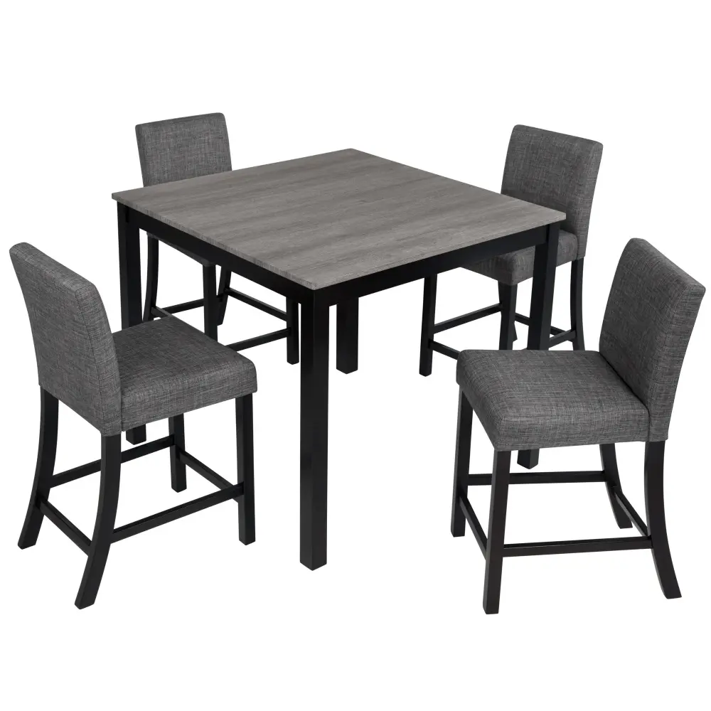 5 Piece Counter Height Table Adjust, Square Table And 4 Upholstered Chairs