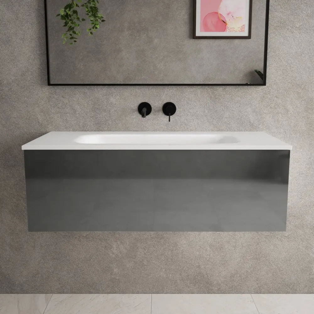 Raffinata One Drawer Vanity Unit Beyondstone Basin - Gloss Dust 1000mm