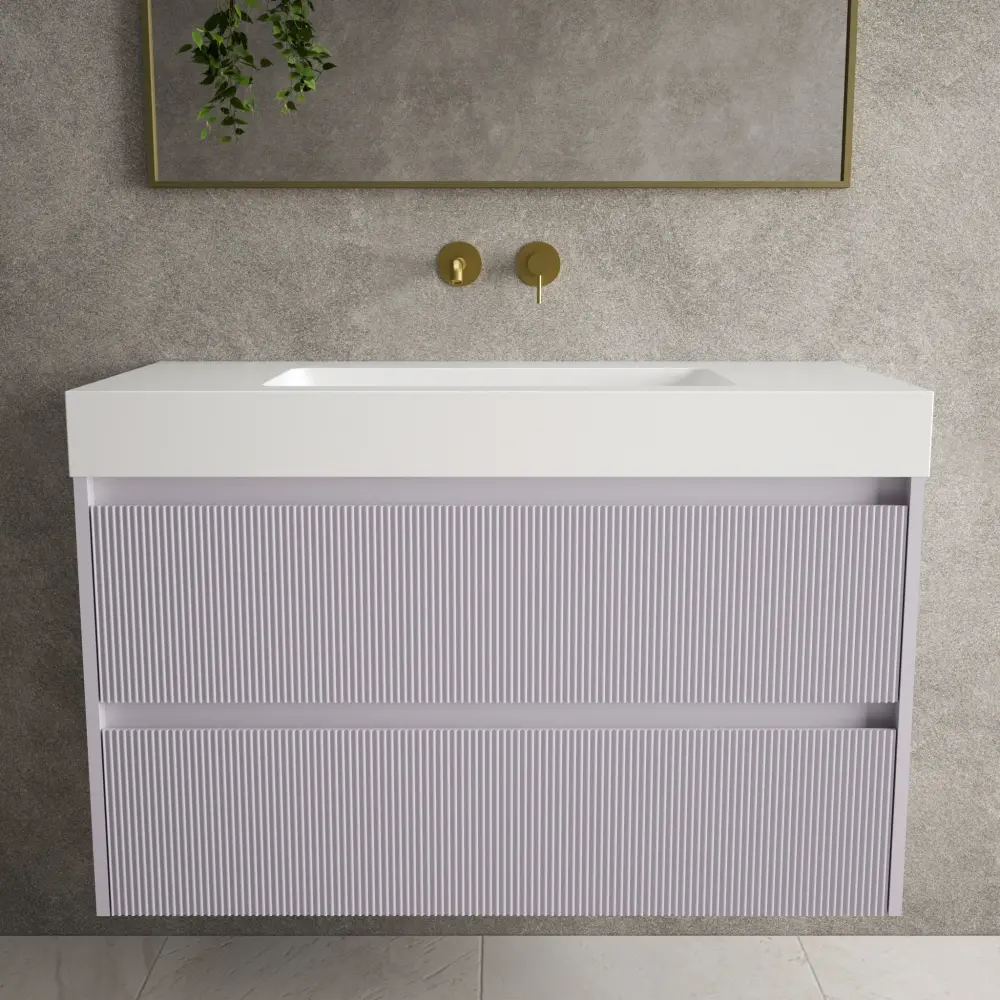 Scanalato Paired Drawer Vanity Unit Beyondstone BLOC Basin - Soft Violet 1000mm