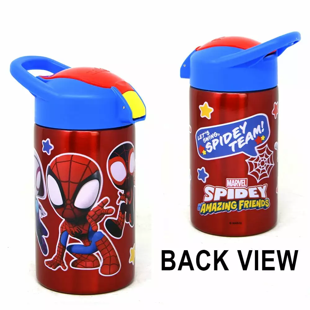 Spidey And Friends 15.5oz Stainless Steel Vector Water Bottle Push Button Spout Kids and Adults