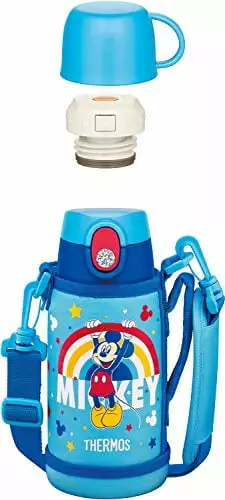 Thermos Vacuum Insulated 0.6L Mickey Blue Water Bottle Lid and Cup FJO-600WFDS BL