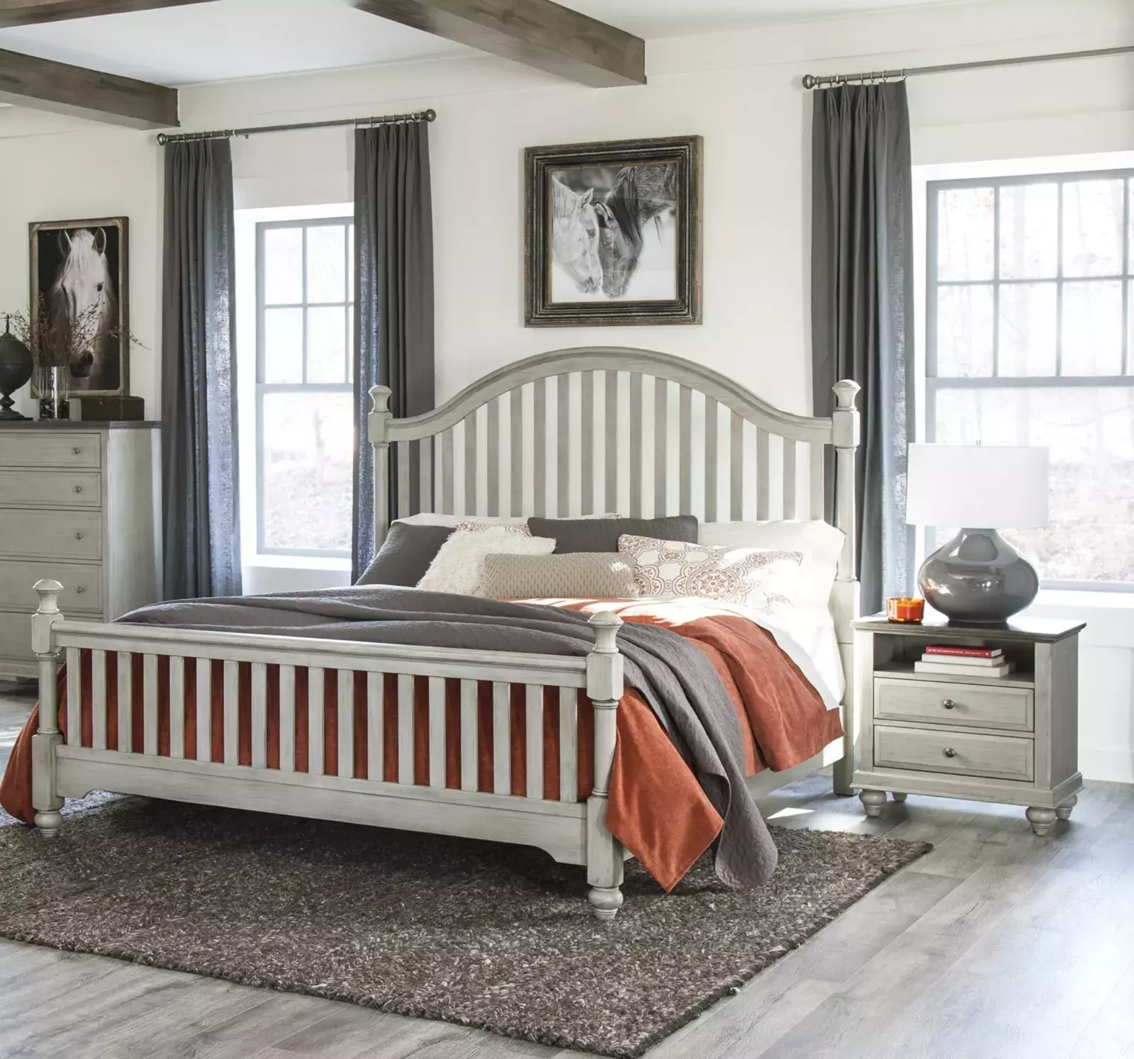 Modern Bedroom 3pc Set King Bed 2x Nightstands Timeless Style Light Gray Finish Furniture Esofastore