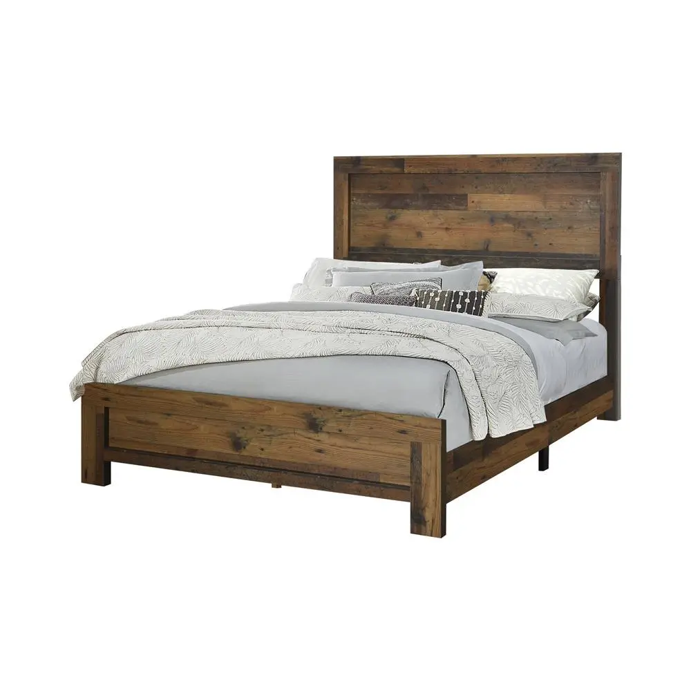 Sidney Eastern King Panel Bed Rustic Pine Wood Frame