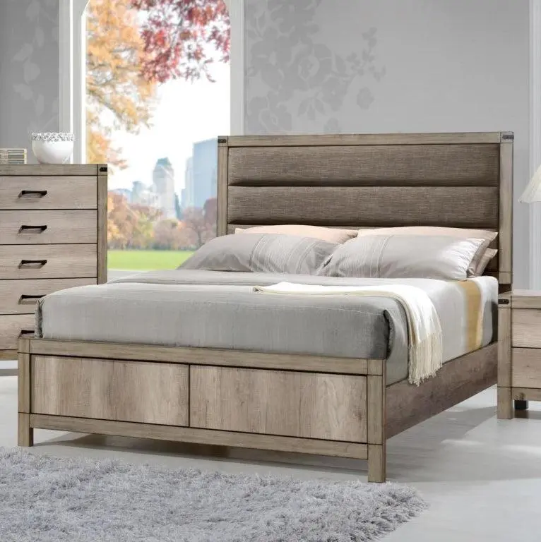 Crown Mark Matteo King Size Bed Frame Sturdy Melamine Construction