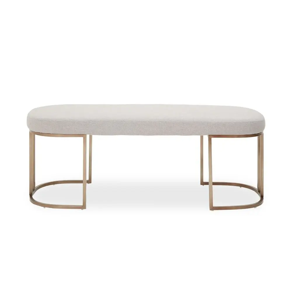 Giselle Bench - Grey Fabric & Antique Warm alloy Frame