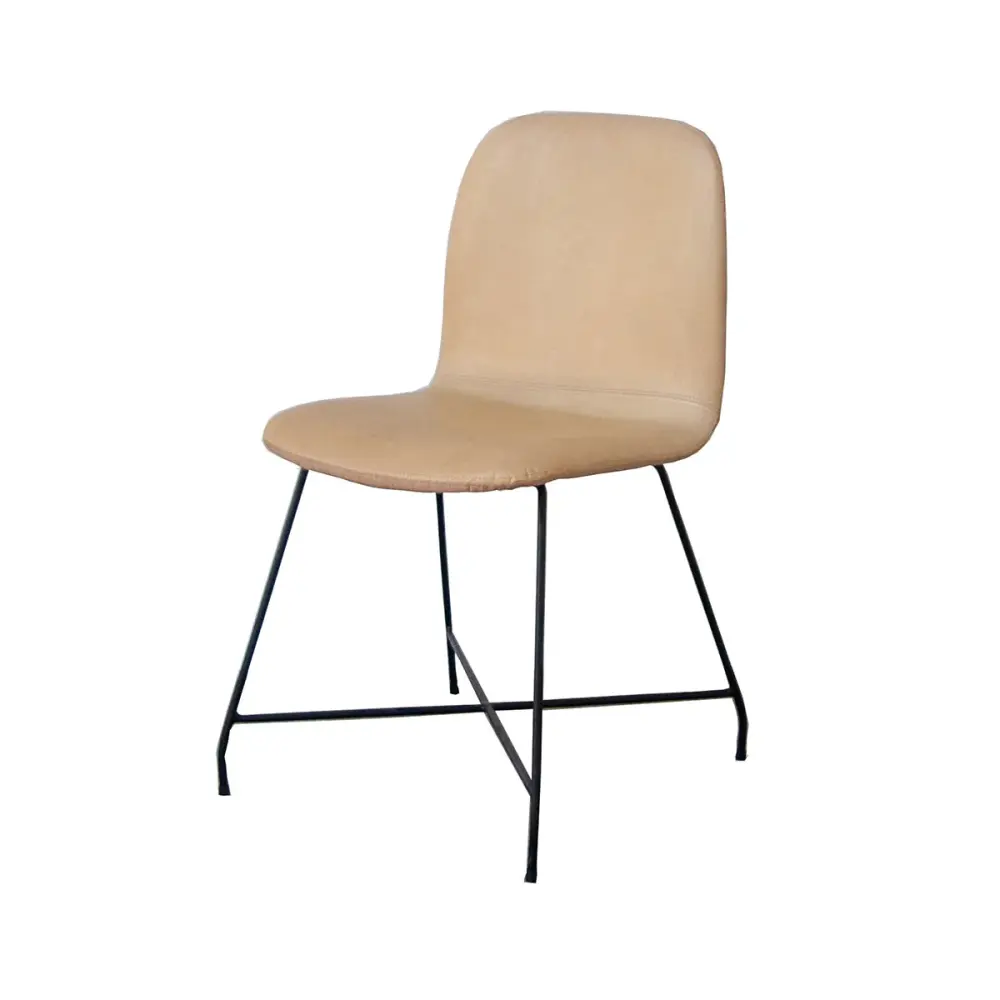 Dining chair - Clove - Cognac Leather/Canvas - Midnight Legs