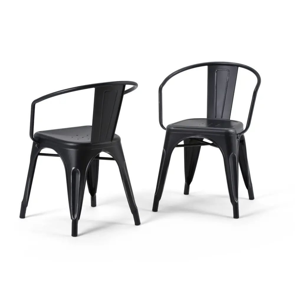 Larkin - Alloy Dining Arm Chair (Set 2) - Distressed Black / Silver