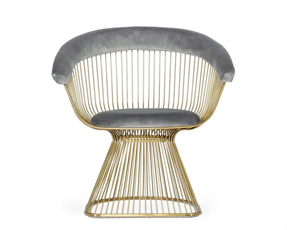 Modrest Chandler - Sleek Grey Velvet & Gold Dining Chair (Model Harvest)