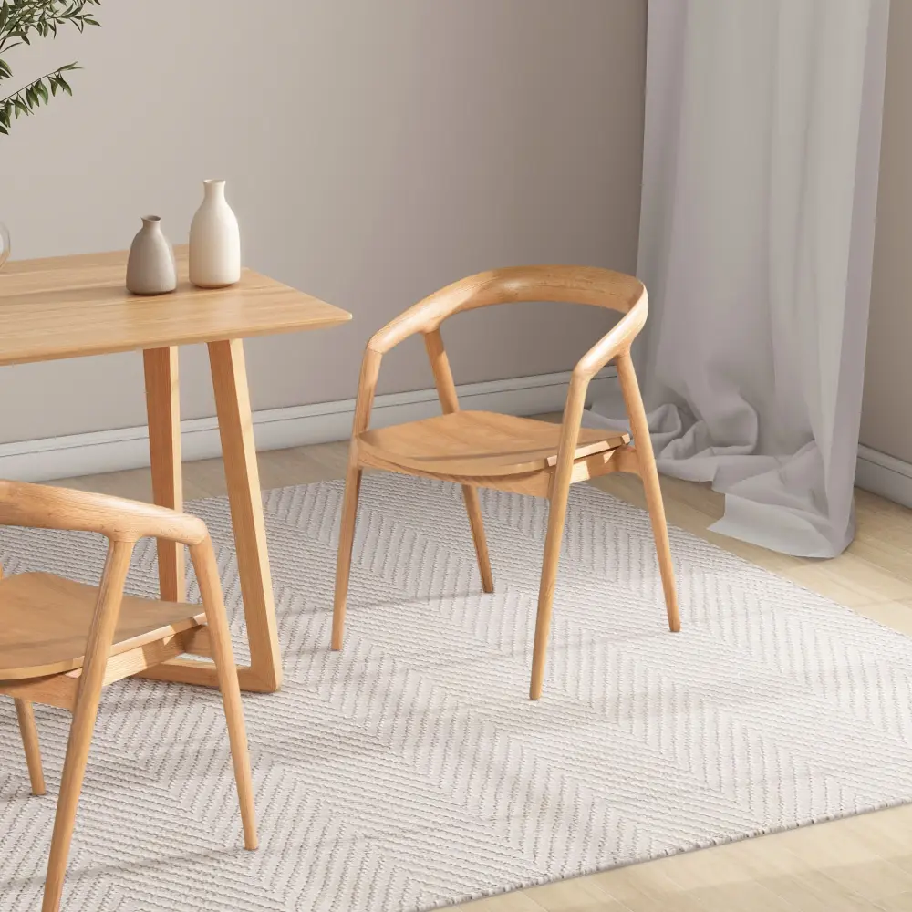 Simeon - Scandinavian Sculpted Dining Chair - Warm Pure Brown