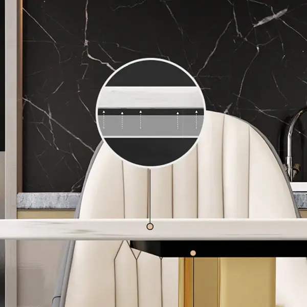 Sumptuous Sintered Stone Dining Table Rectangle Table Double Pedestal Gold