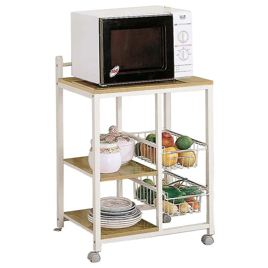 Kelvin 2-shelf Kitchen Cart Natural Brown and White - Portable Kitchen Island
